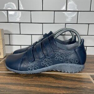 Naot Mihi Shoes Womens Size EU 39 Blue Leather Triple Strap Comfort Flat